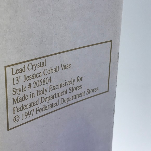 Vintage Royal Gallery Italian Lead Crystal Jessica Cobalt Blue Glass Vase 1997 - Picture 9 of 12